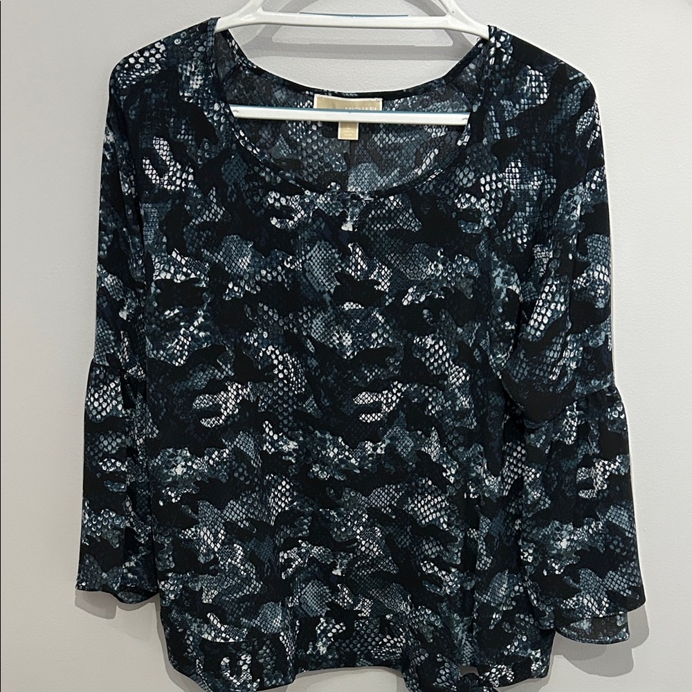 Michael Kors Black, blue, and white Abstract Blouse